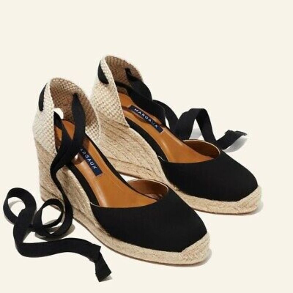 Margaux Black Nubuck Espadrille Wedge Sandals – Discontinued!